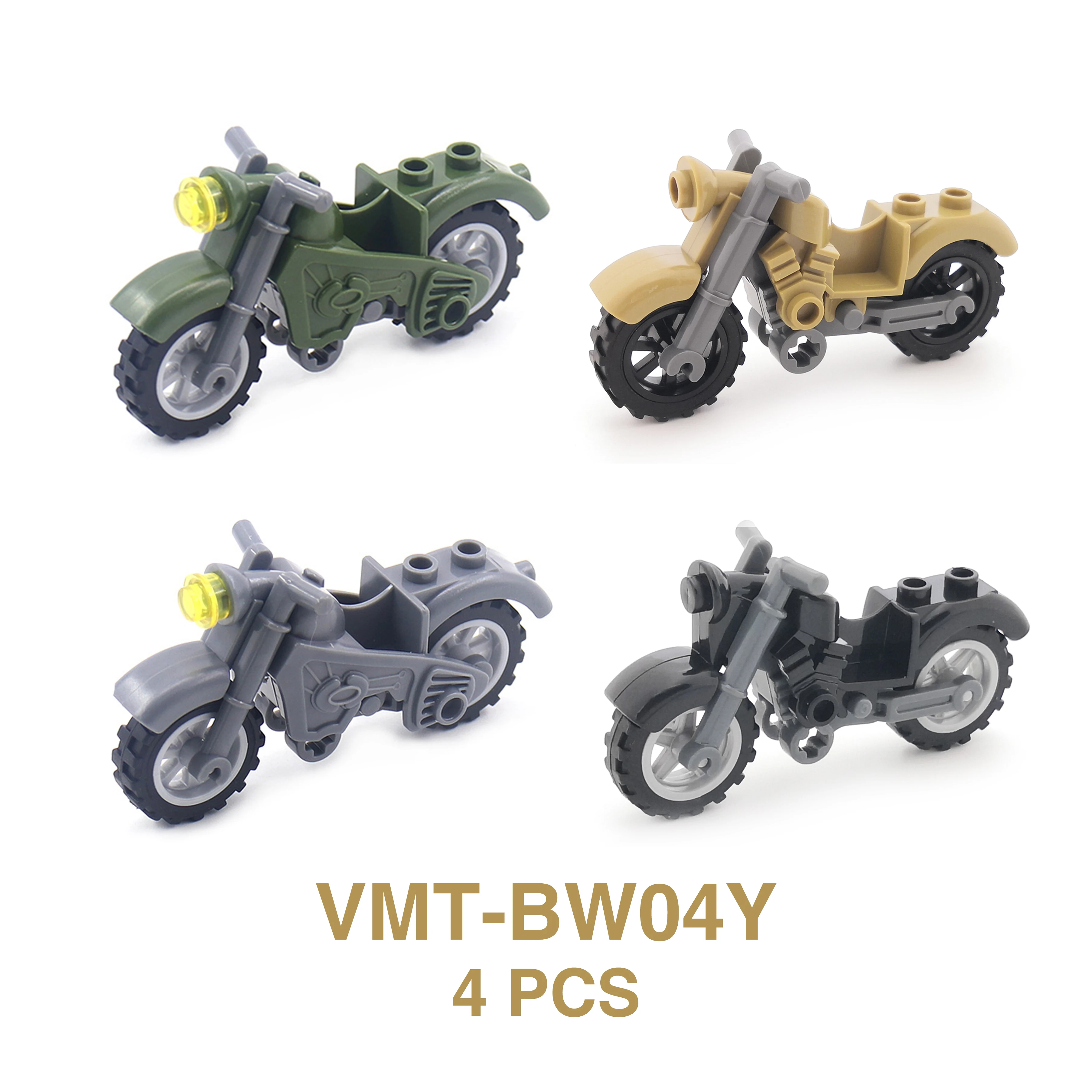 DIY Motorcycle Assault Boat War Horse Dog WW2 Weapon Soldier Military Figure Playmobil Model Building Block Brick Children Toys