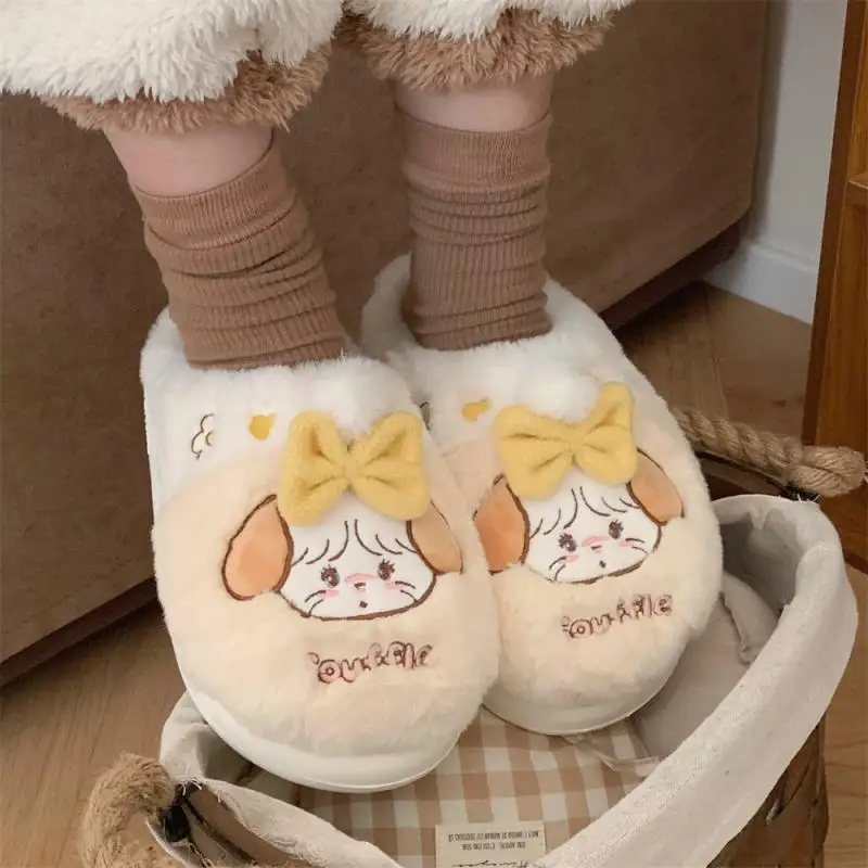 Kawaii Mikko Souffle Plush Cotton Slippers Home Shoes Fun Cotton-Padded Shoes Winter Fashion Cartoon Cute Girl Christmas Gift