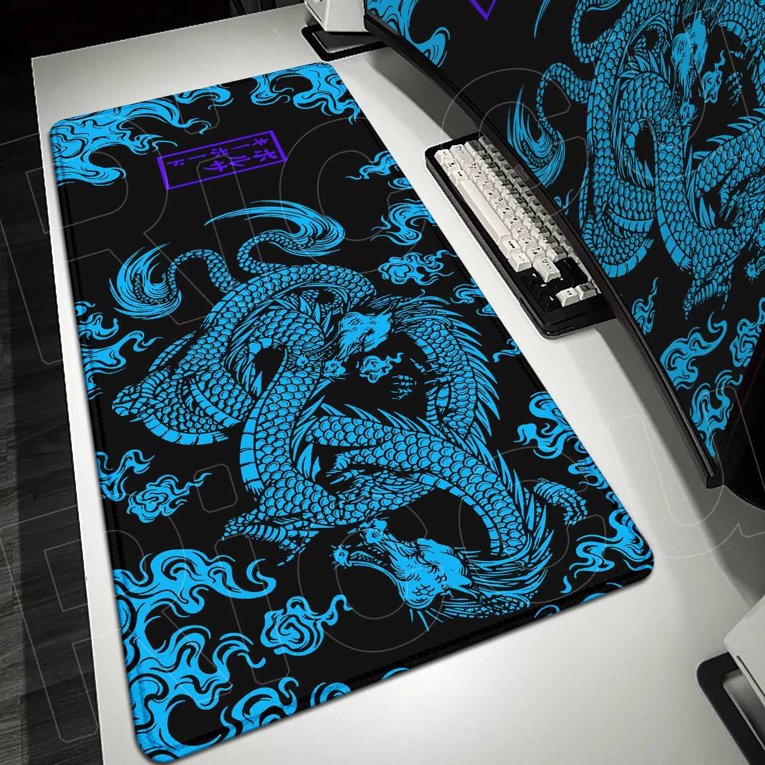 

Black & Blue Dragon Mouse Pad Gaming Keyboard Deskmat Large Size Natural Rubber Mousepad PC Desktop Decorate Mouse Mat Speed Rug