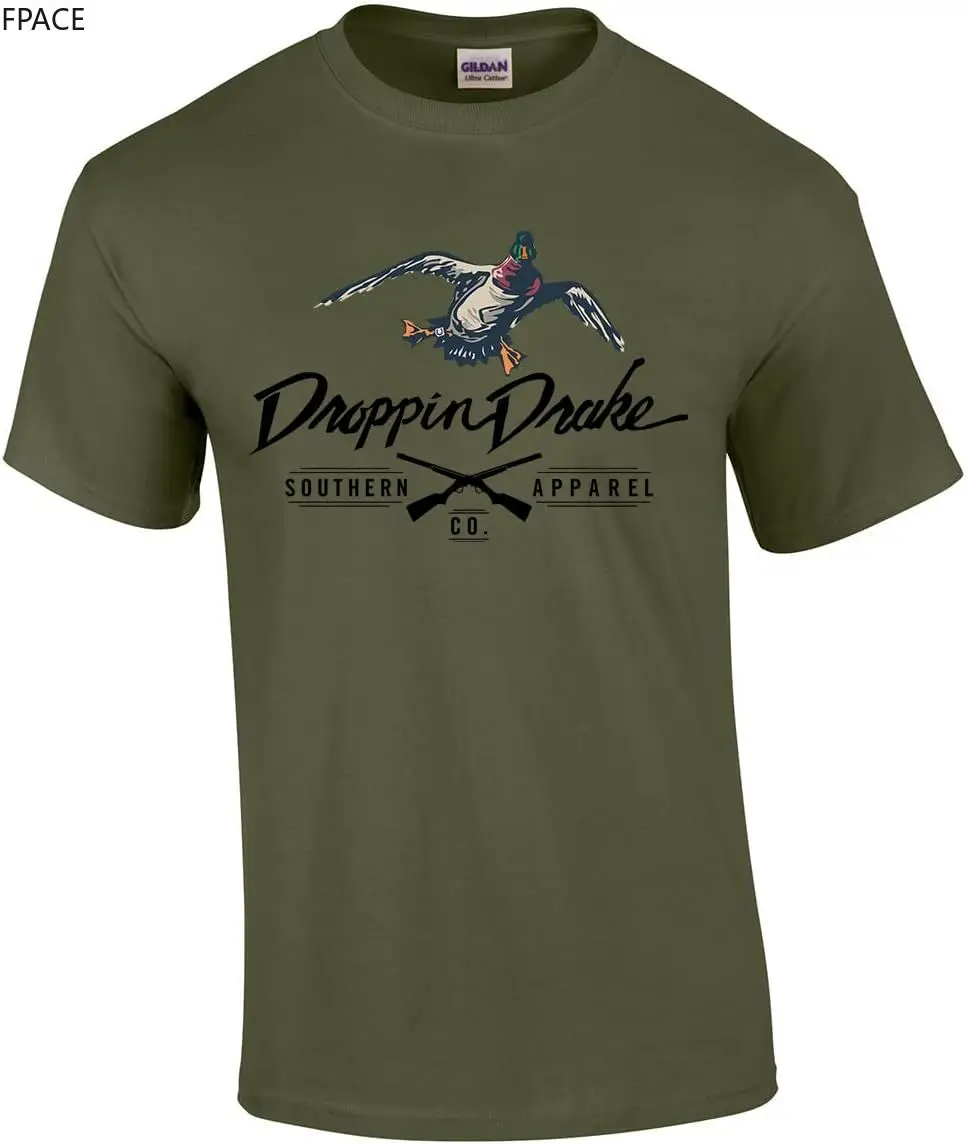 

Droppin Drake Southern Apparel Duck Gun X Mens Short Sleeve T-Shirt Graphic Tee t shirt for men camisetas men clothing