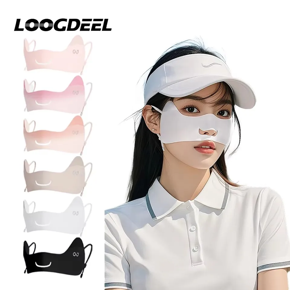 

Солнцезащитный шарф-маска LOOGDEEL: однотонные солнцезащитные патчи для глаз, солнцезащитная вуаль, маска для лица, летняя маска из ледяного шелка для езды на велосипеде