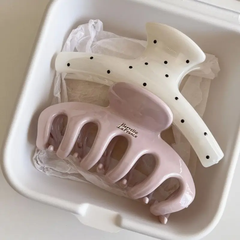 Korean Large Size Acrylic Dragon Bone Shark Hair Clip French Style Polka Point Arc Back of Head Hair Claw Clamp Hair Accessories