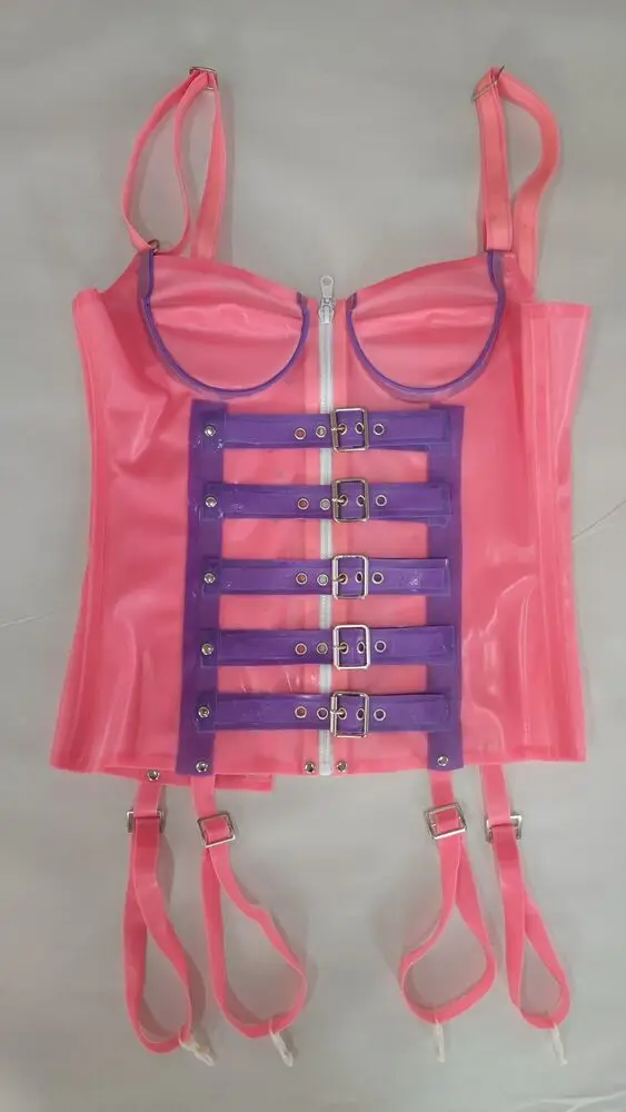 Latex Rubber Gummi Halloween Pink Suit corsetto fashion Cosplay Party XS-XXL