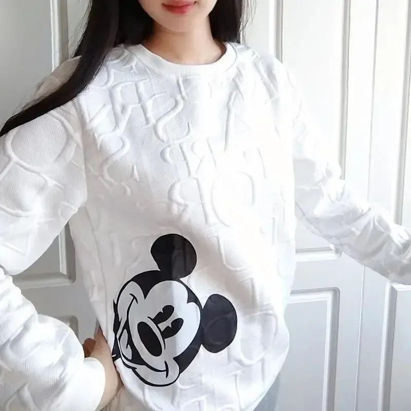 New Disney 2023 Anime Fashion Mickey Mouse Print Loose Sweatshirt Autumn/Winter Cartoon Pullover Top Holiday Gifts