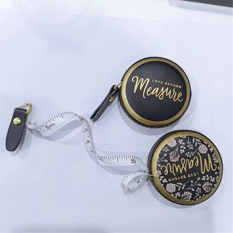 50JC Vintage Styles Ruler PU Leather Retractable Tape Measure Easy to Read Measuring Tape 1m for Household Measurements