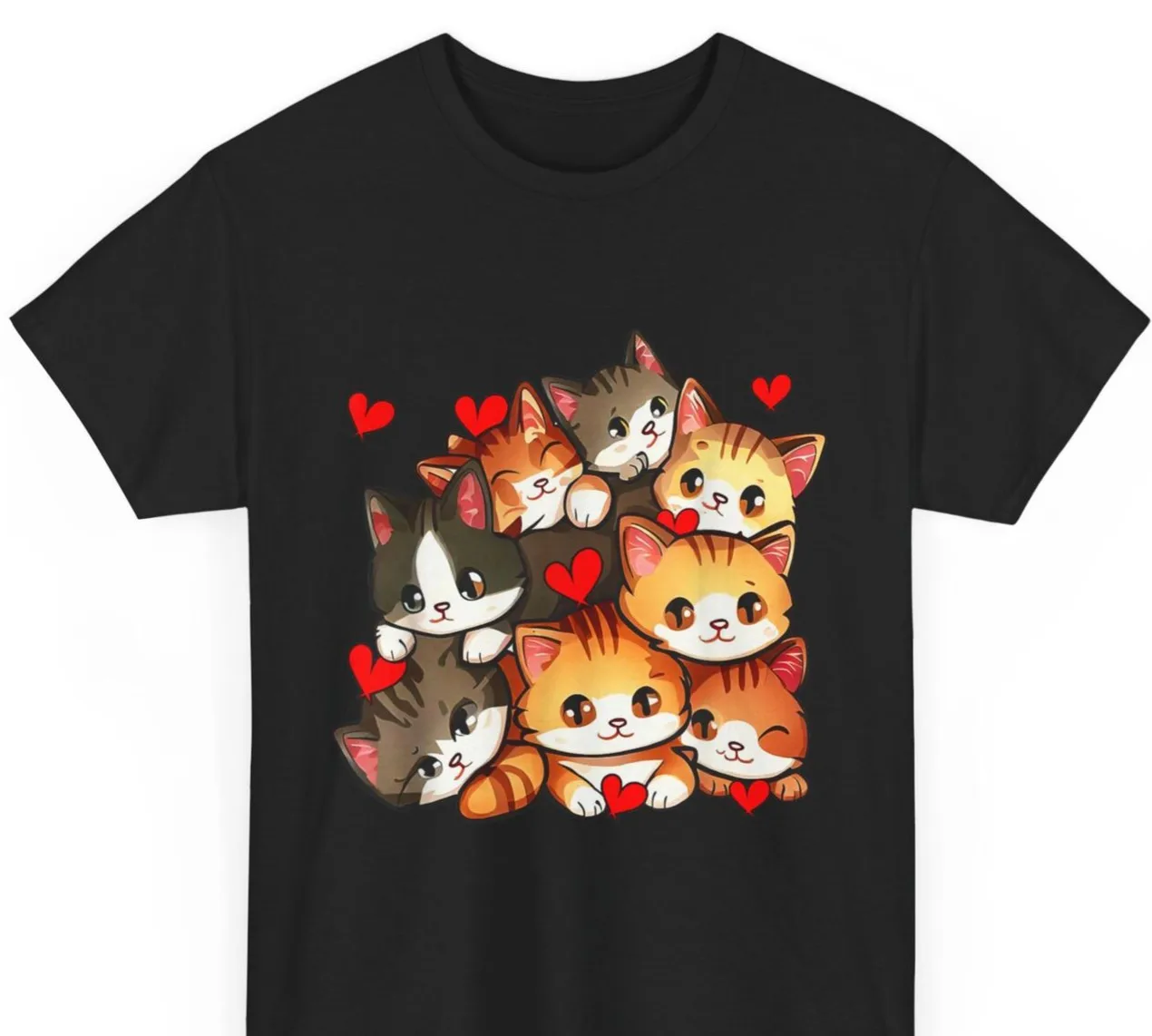 

Футболка с милыми кошками и сердечками, мяу-velous Friends, унисекс, плотная хлопковая футболка