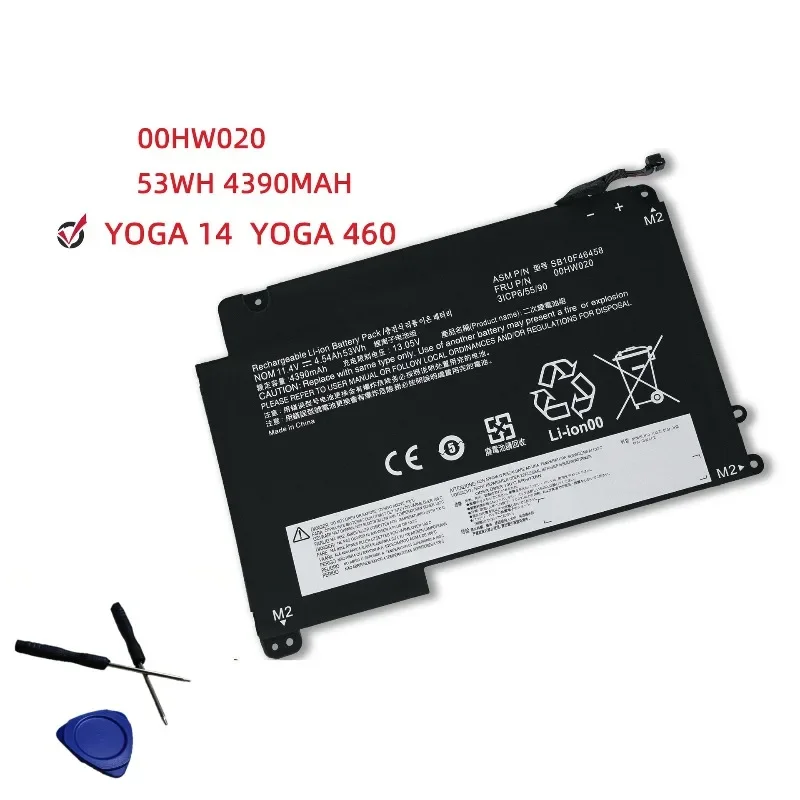 High Capacity 00HW020 Battery Compatible For Lenovo Yoga 14 Yoga 460 P40 SB10F46458 11.4V 53Wh Notebook