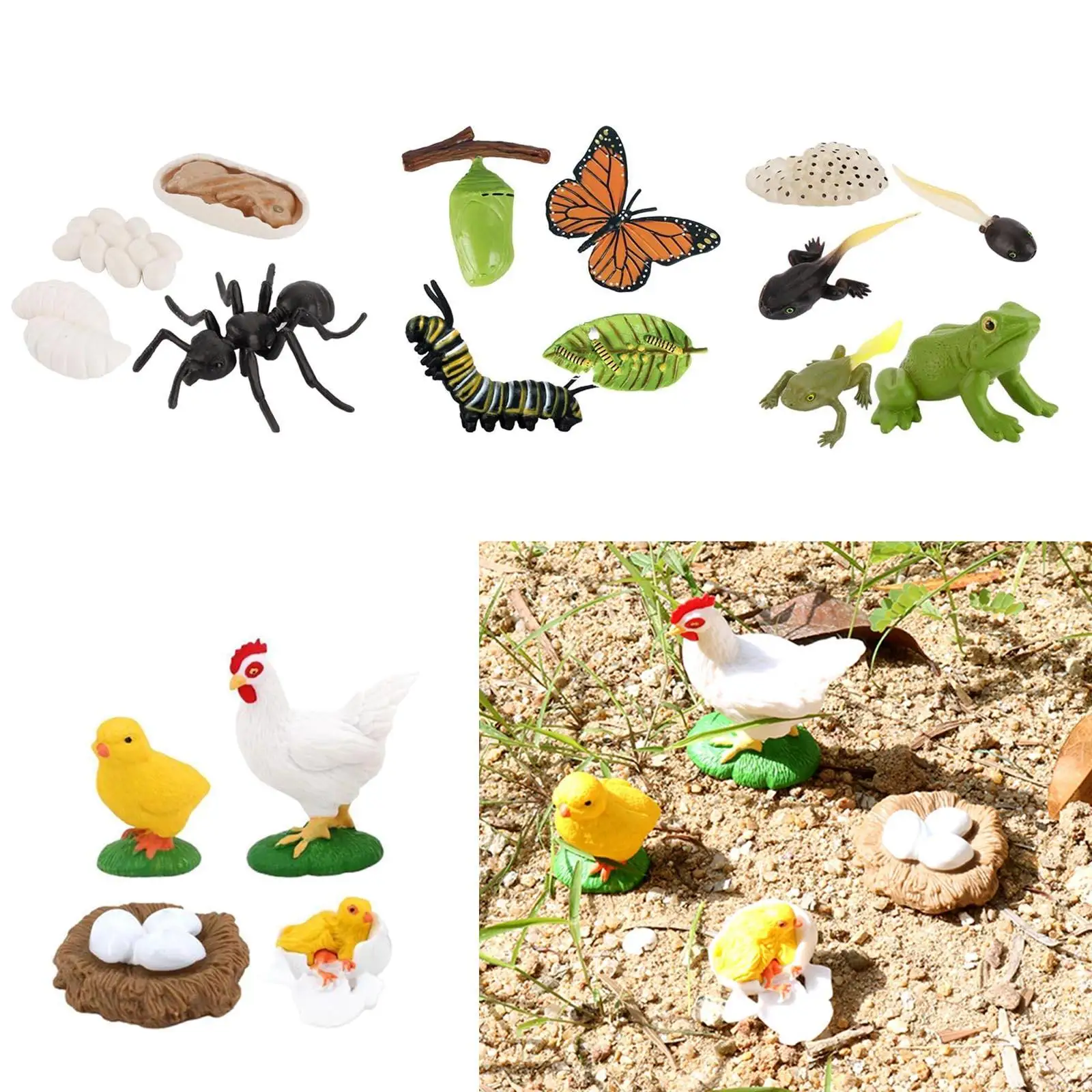 Kids Toy Simulation Set Growth Process Animal Figures Playset