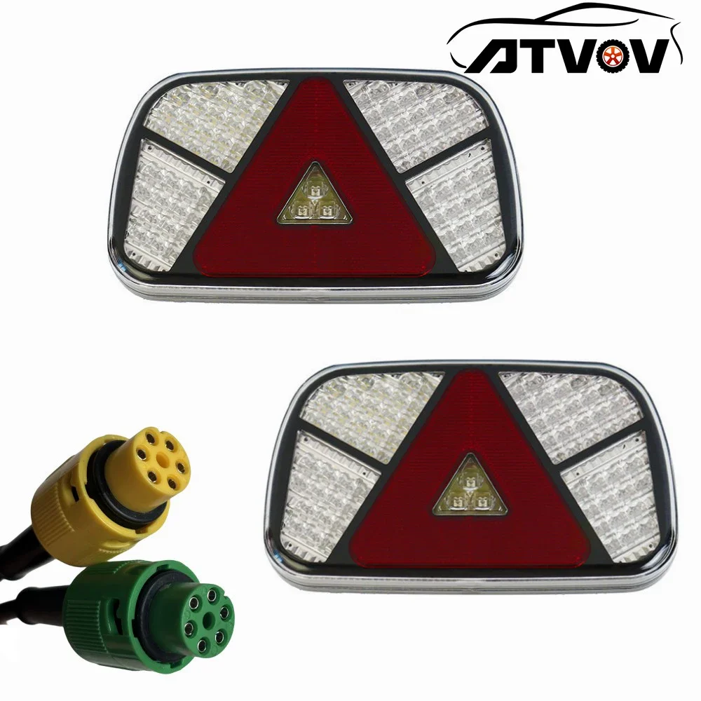 ATVOV 12V 24V LED Car Truck Tail Light Rear Stop Brake Fog Light Signal Lamp 6 Core Cable Wiring Harness Trailer Caravan Lorry