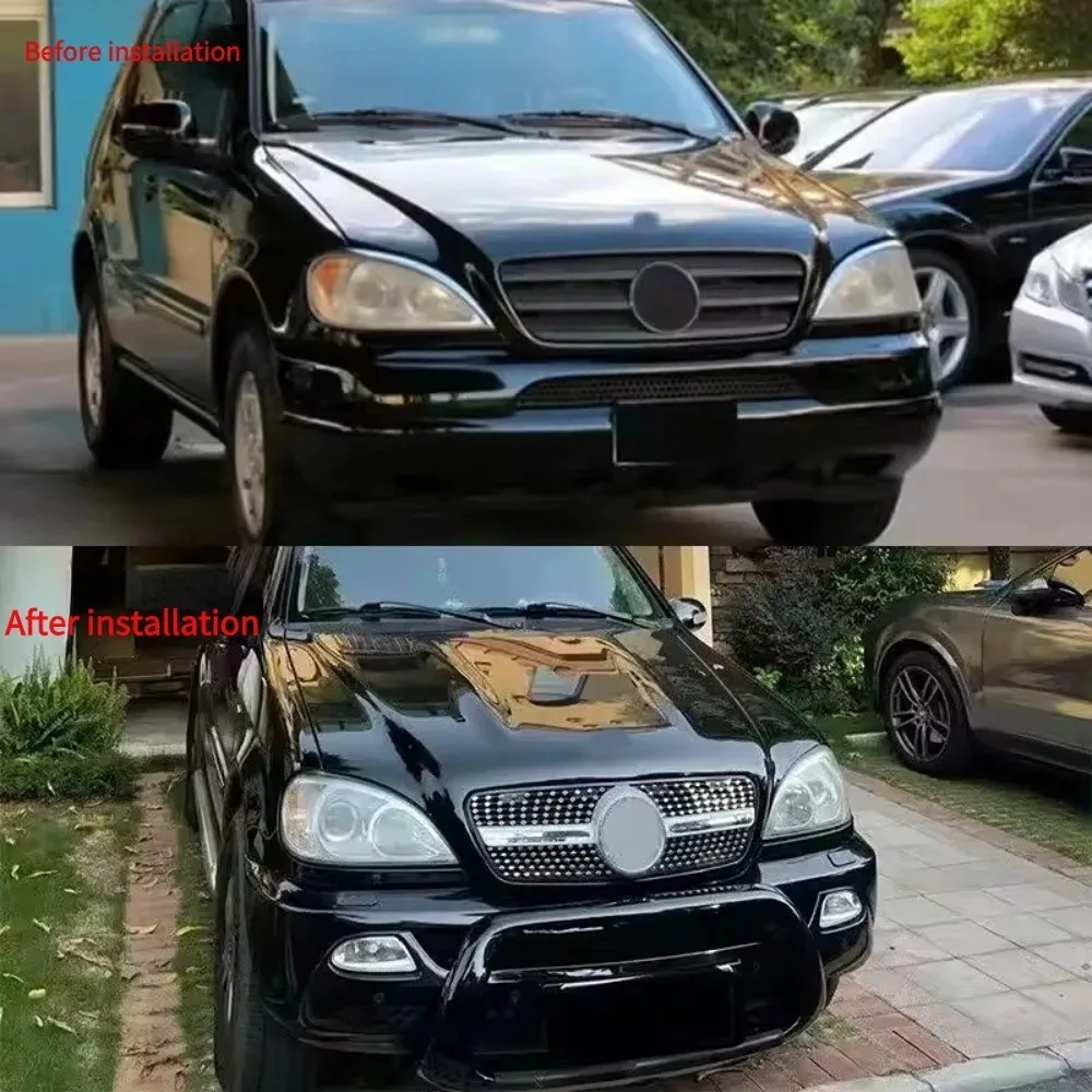 Front Grille Radiator Grille For Mercedes W163 ML320 ML350 1998-2004 Upper Chrome Grill Replacement ML430 ML270