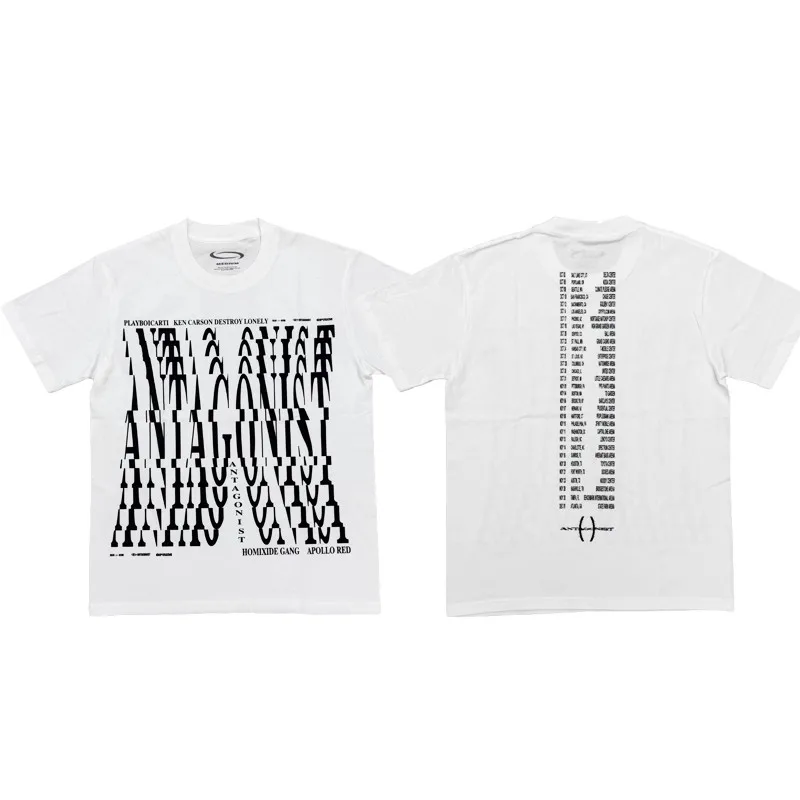 New Men Antagonist 2.0 Tour merch Playboi Carti T Shirts T-Shirt Hip Hop Skateboard Street Cotton T-Shirts Tee Top US size E131