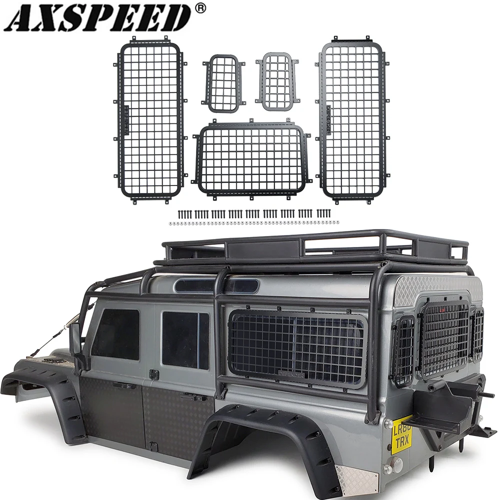 AXSPEED Metal Window Mesh Protective Net for TRX4 Defender 1/10 RC Crawler Car Rear Side Window Net Tail Windows