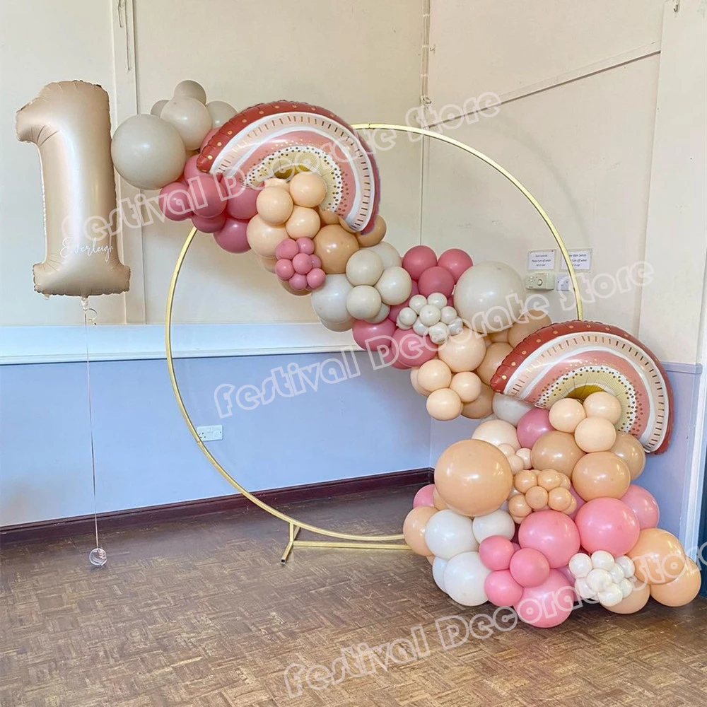 Boho Rainbow Balloon 104pcs Dusty Pink Blush Retro Brown Nude Balloon Garland Kit Baby Shower Girl Birthday Wedding Party Decor