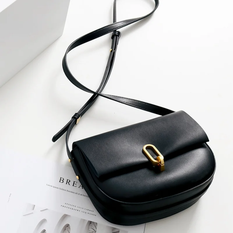 Summer ladies bags 2024 New Trendy Women's Bags Shoulder Messenger Bag Niche Leather Semi-Circular High Quality Saddle Bag