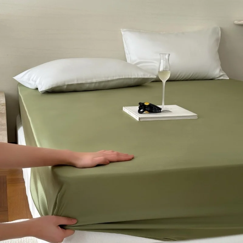 2026 1pc Solid Modern Fitted Sheet 100% Lyocell Fiber Summer Mattress Cover Silky Home Bed Linens 137*191cm NO PILLOWCASE