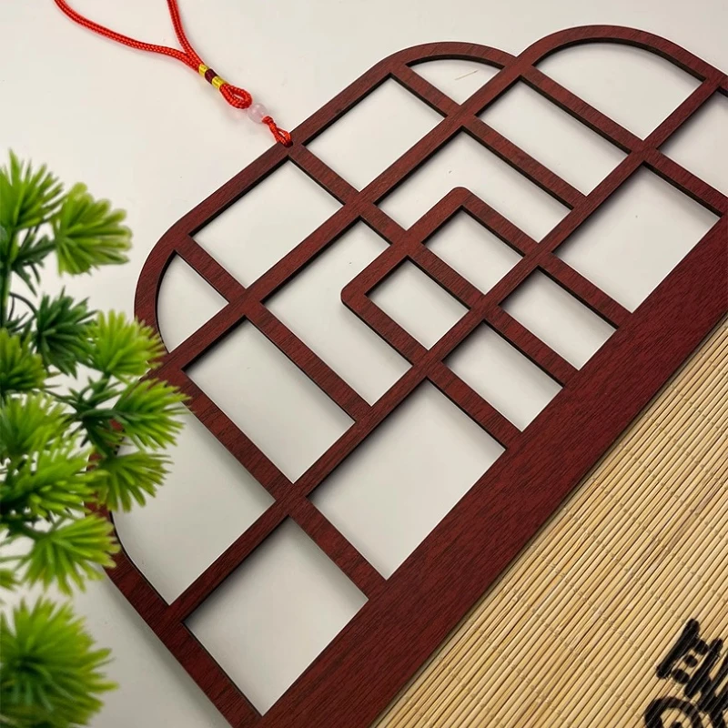 Chinese style Zen Bamboo Moon Wall Art, Bamboo Weave Hanging Scroll Painting for Home Decor Entryway Living Room Tea Room Study