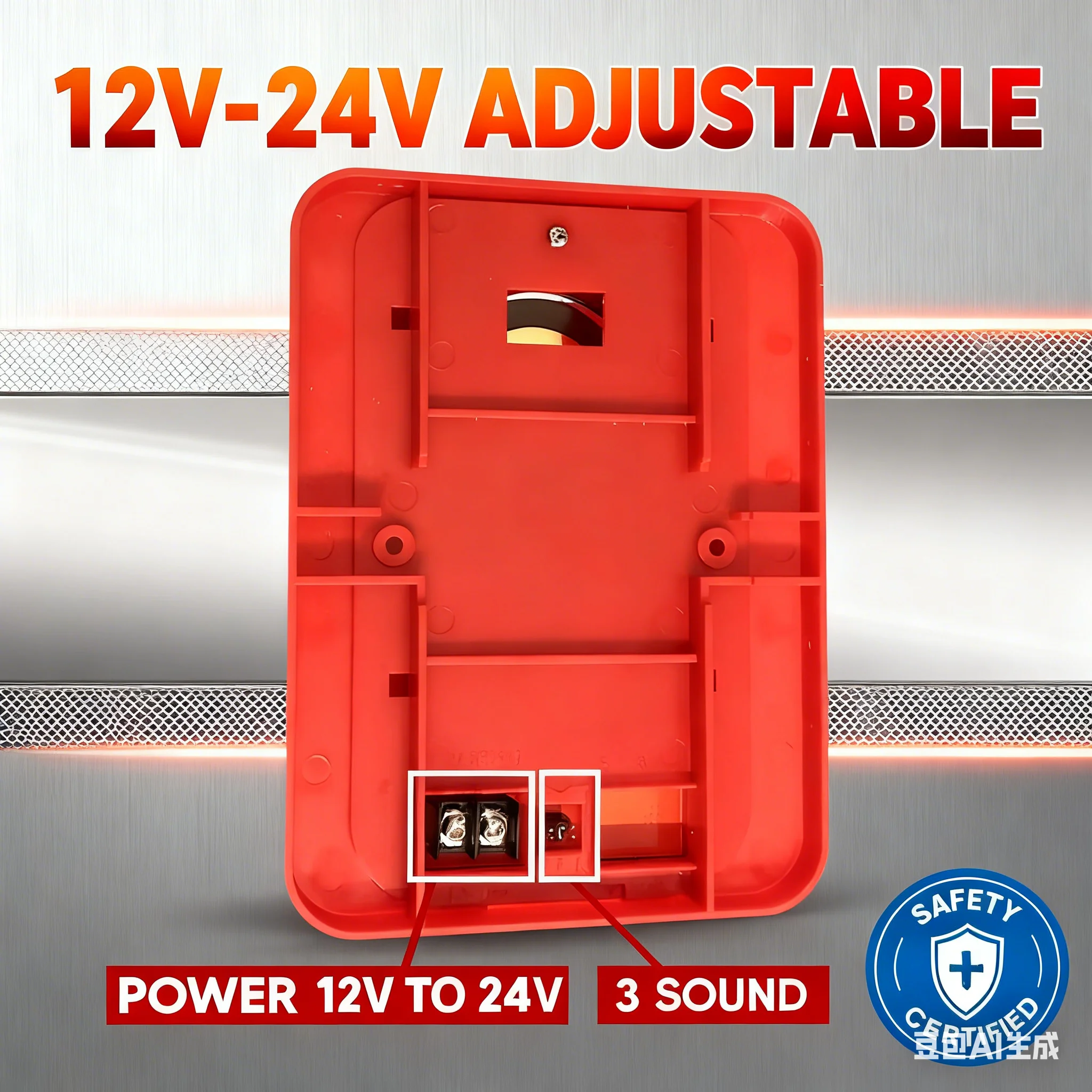 

120dB Fire Alarm Strobe Siren - 3 Sounds, 12/24V LED Flash, Easy Mount for Fire/Police/Ambulance Alerts！