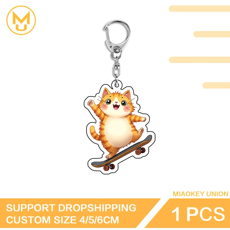 Q Edition Cat Amusing Enchanting High Quality Edgy Unique Double Sided Acrylic Keychain For Backpack Clothes Hat Jewelry Gifts