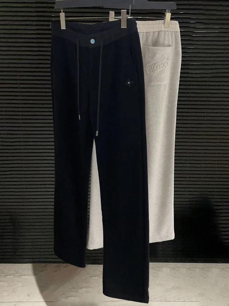 

Thiened прямые повседневные брюки для мужчин, молодежные свободные зимние модные длинные брюки, удобные универсальные брюки