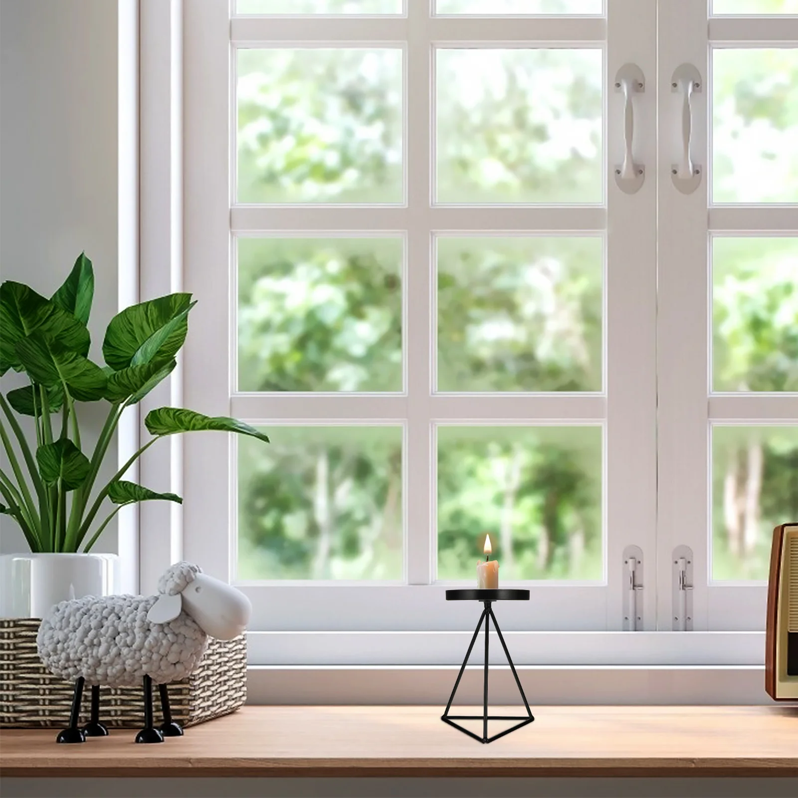 Black Iron Candlestick Holder Modern Table Decor For Living Room Bedroom Desktop Candlelight Stand Iron Holder