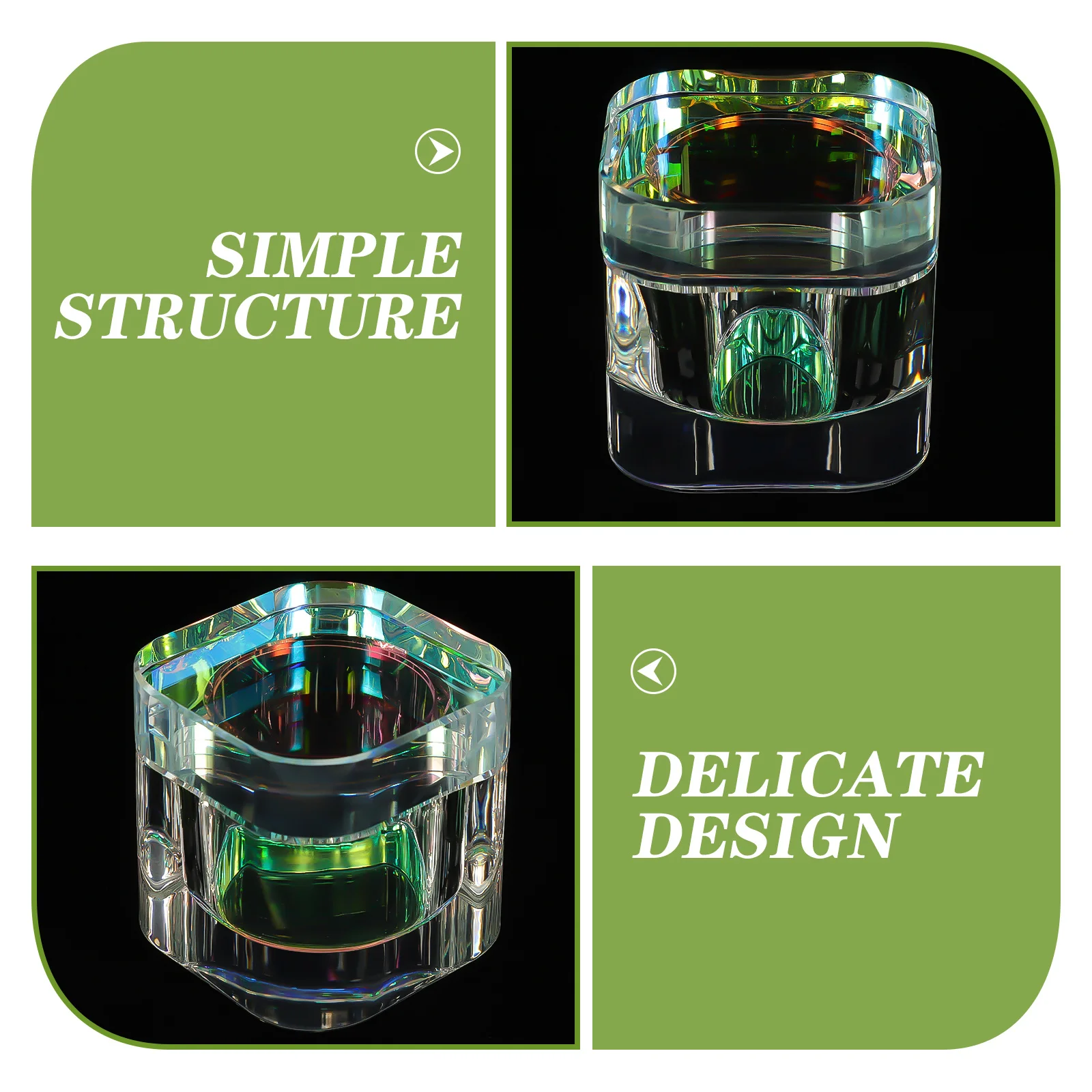 Piatto per unghie in cristallo Ciotola Strumenti acrilici Regalo pratico Porta polvere liquida per manicure fai-da-te Design delicato di piccole dimensioni