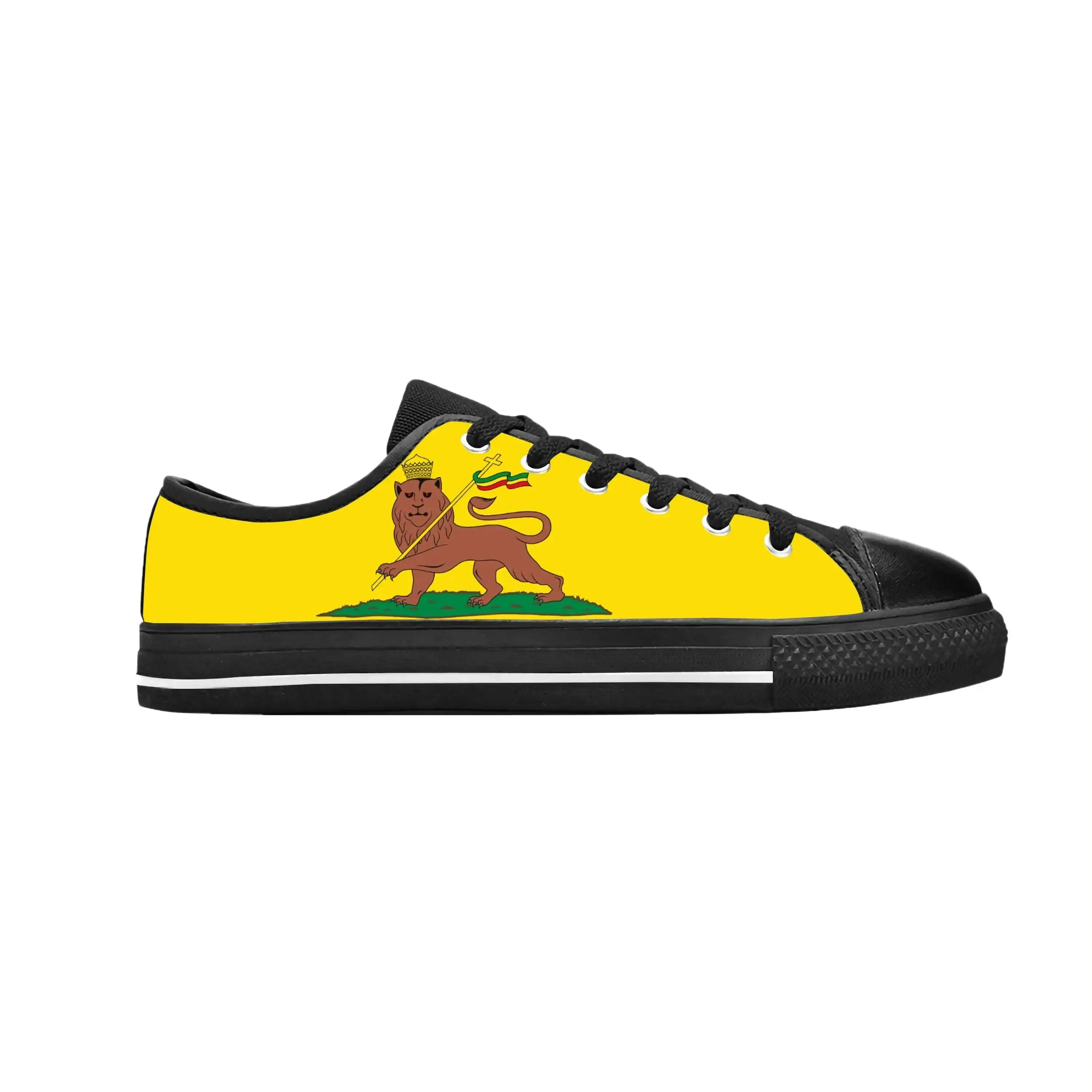 Ethiopia Ethiopian Flag Lion Of Judah Rasta Reggae Casual Cloth Shoes Low Top Comfortable Breathable 3D Print Men Women Sneakers