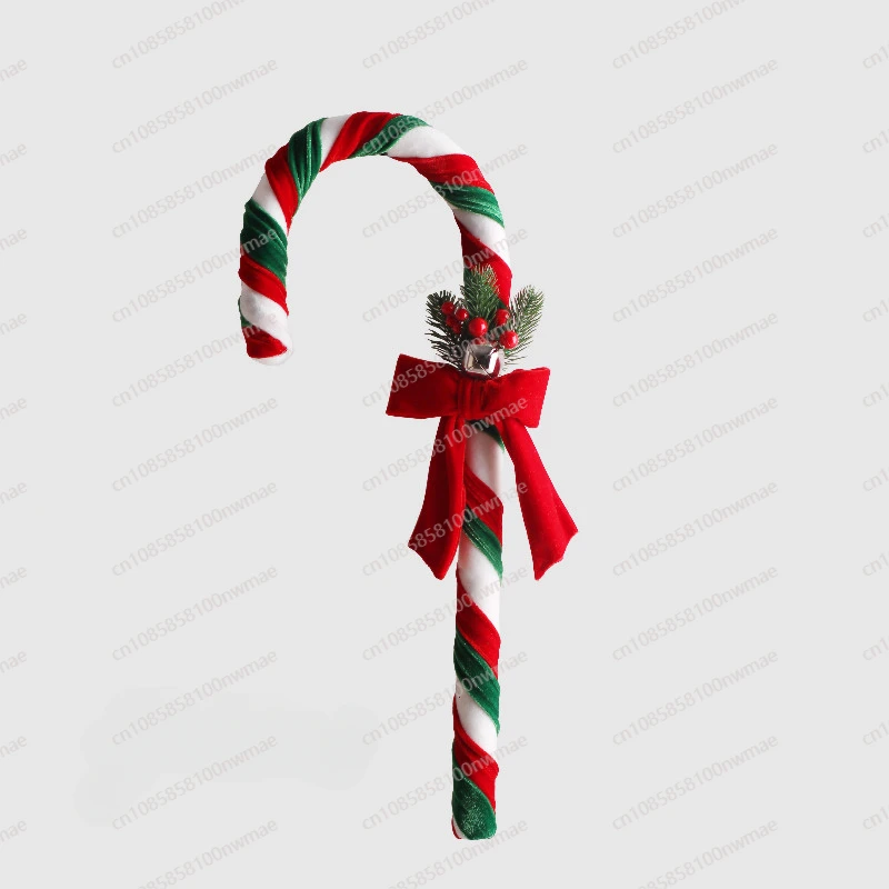 Christmas decoration red, white and green bells flannel crutches bow pendant