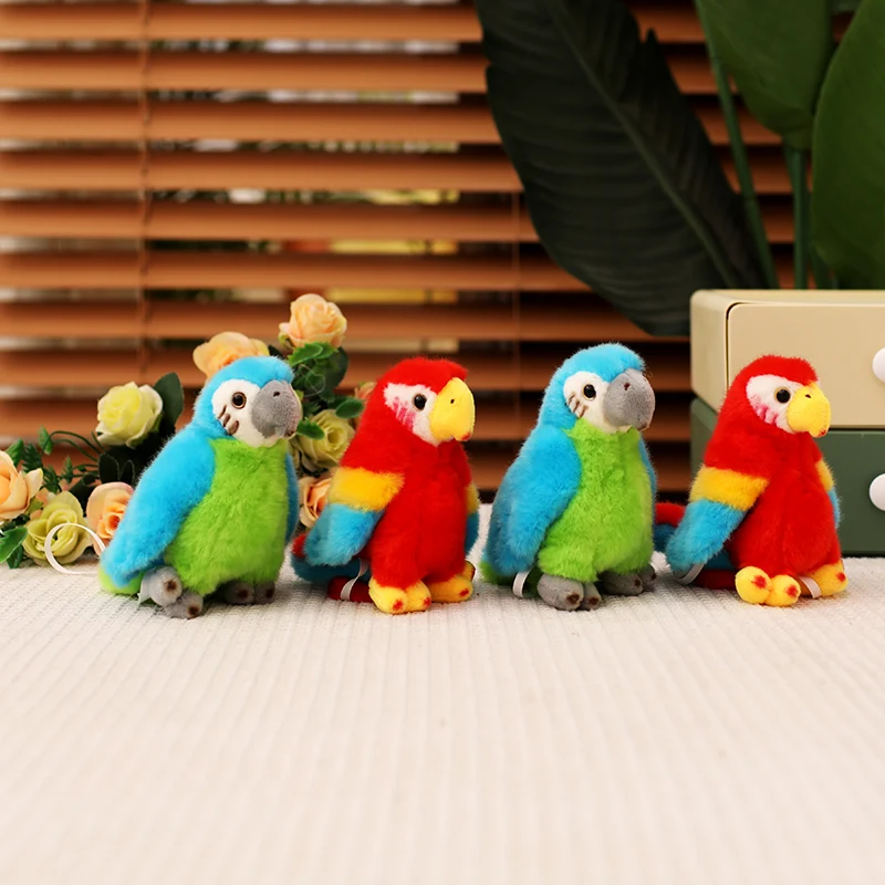 1Pc 12CM Cute Plush Parrot Toys with Adsorbable Magnet Lifelike Parrot Dolls Funny Birthday Party Decoration Gift