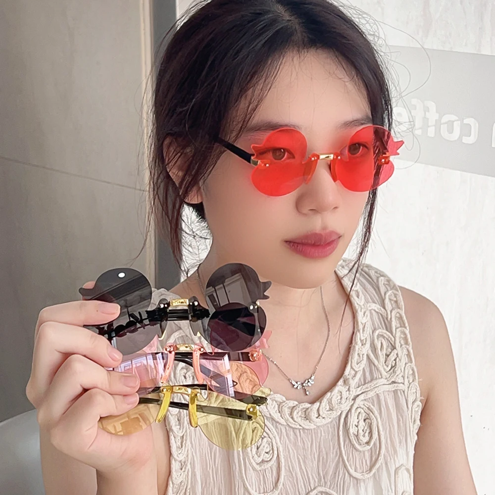 Fashion Children's Sunglass Rimless Cartoon Duck Shape Sunshade Anti-Ultraviolet Glasses Party Decorative Glasses for Child Kids