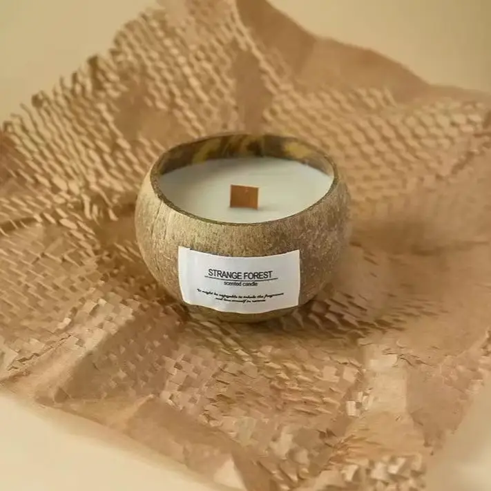 Candela profumata con guscio di cocco naturale, candela con olio essenziale vegetale per aromaterapia, ornamento per decorazioni ambientali per la casa in stile Ins