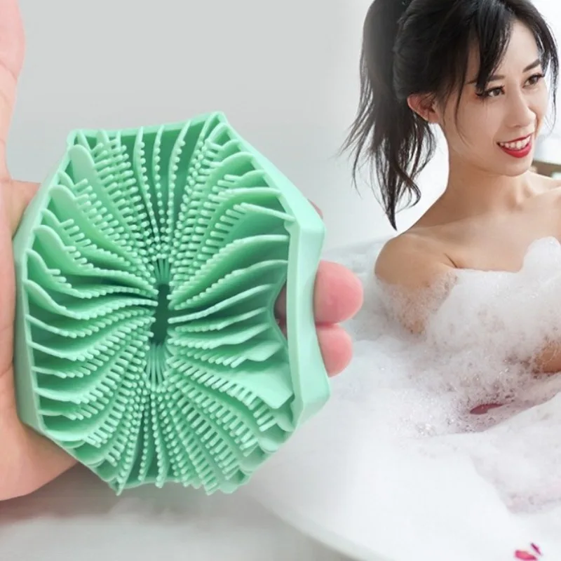 Silicone Body Scrubber Shower Brush Exfoliating Shower Scrubber with Non-Slip Hand Strap Silicone Body Buffer for Use in Shower