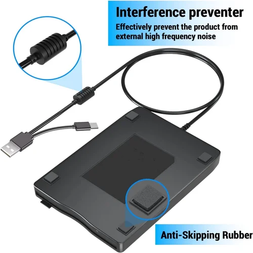 Imagen 2 del producto Unidad de disquete externa de 3,5 pulgadas, lector de disco FDD portátil USB 3,0 tipo C de 1,44 MB para PC, portátil, escritorio, Windows 11/10/8/7/XP