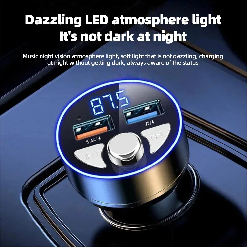 

FM Transmitter Car Bluetooth Full Metal PD 30W Fast Charger Cigarette Lighter Supreme Version 5.4A Bluetooth Player Car charger