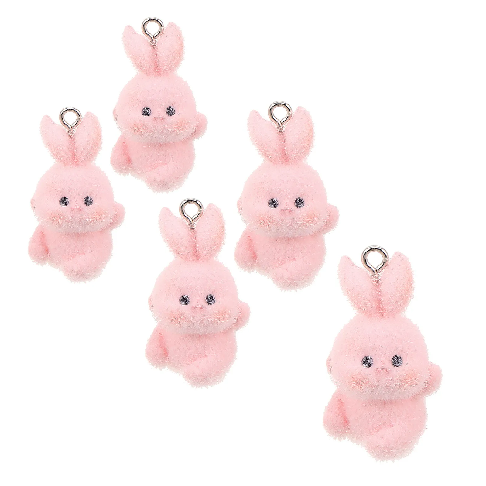 

5Pcs Flocking Keychain Cartoon Bunny Charms Cute Bag Purse Phone Pendant Accessories for Teens Girls
