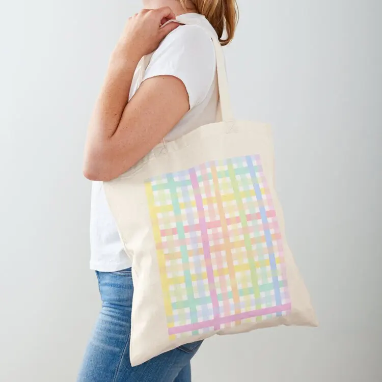 

Pastel Rainbow Gingham Tote Bag Women's bag Handbags university shopper bag tote woman