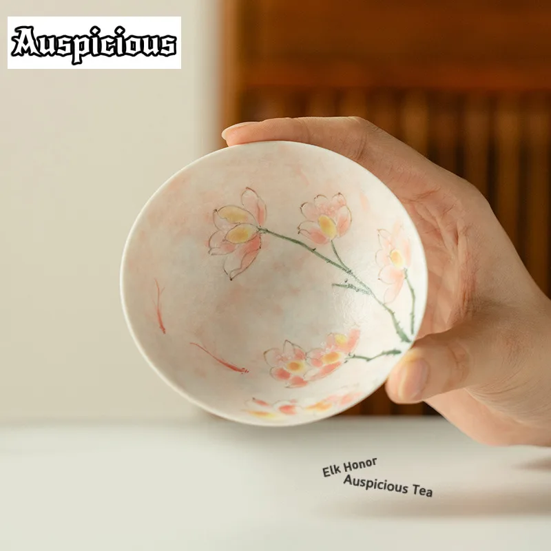100ml Hand-drawn Orchid Teacup Handmade Tea Bowl Beautiful Tea Cup Tea-tasting Meditation Cup Jianzhan Master Cups Tea Ceremony