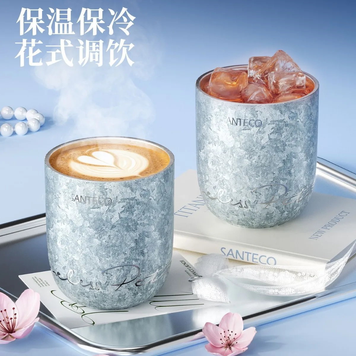 250ml, 370ml Pure Titanium Thermal Coffee MUG/Cup With Handle, Double-layer Vacuum Drinkware, Festive gift, Portable THERMOS CUP