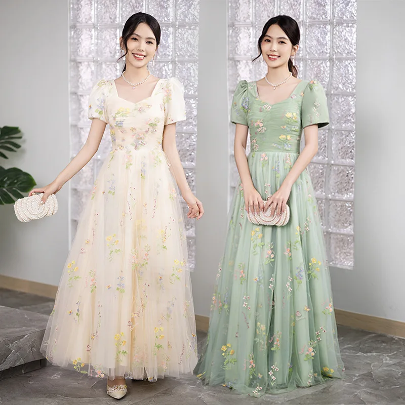 

Faionable V-Ne Wedding Dr 2024 New Summer Me Evening Gown Women's Sle ort Sve Polyethylene Fabric for Wedding...