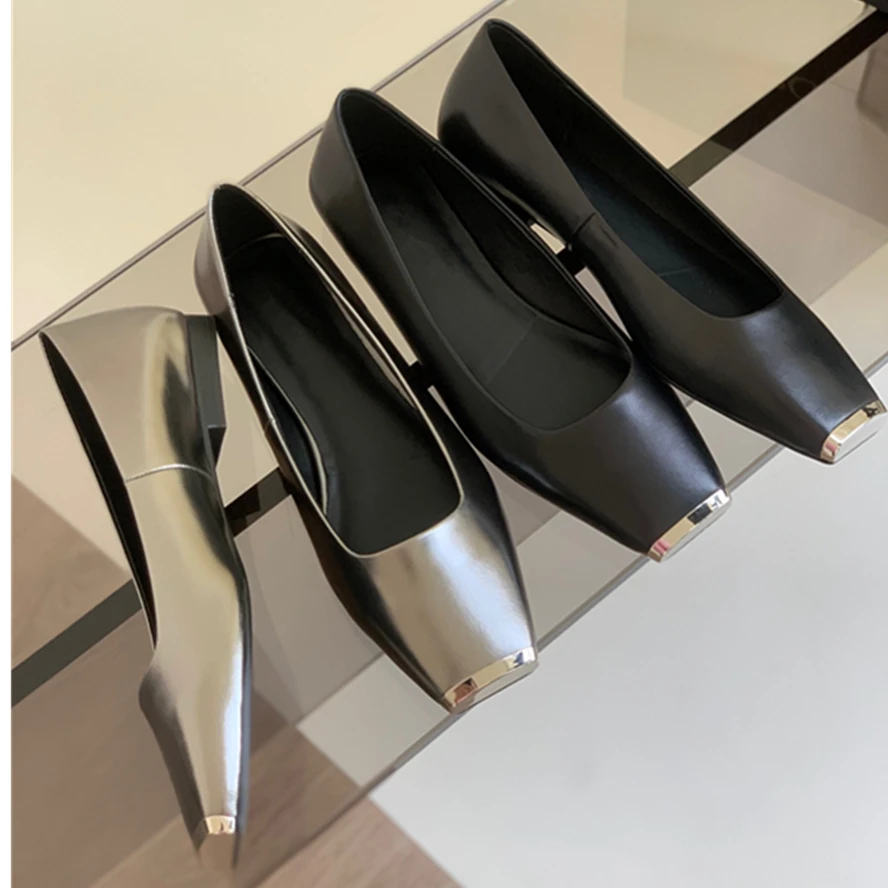 Withered French Fashion Flats Shoes Ladies Vintage Square Toe Slip-On Loafers Women Shoes Genuine Leather Comfortable Breathable