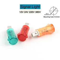 10 Uds 12V 24V 220V 380V DC lámpara de señal de guía indicador de neón montaje en Panel luces rojas, verdes y amarillas