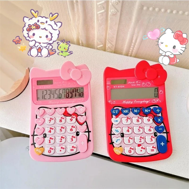 سانريو مرحبا كيتي أنيمي آلة حاسبة التعلم الشمسي آلة حاسبة الكمبيوتر الإلكترونية مدرسة مكتب الكرتون لوازم مكتبية هدية #1