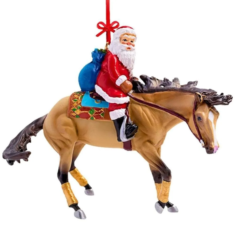 سانتا هورس عيد الميلاد قلادة معلقة 2D حقيبة مسطحة سحر سيارة الحصان قلادة السنة الجديدة هدية الاكريليك شجرة عيد الميلاد زخرفة