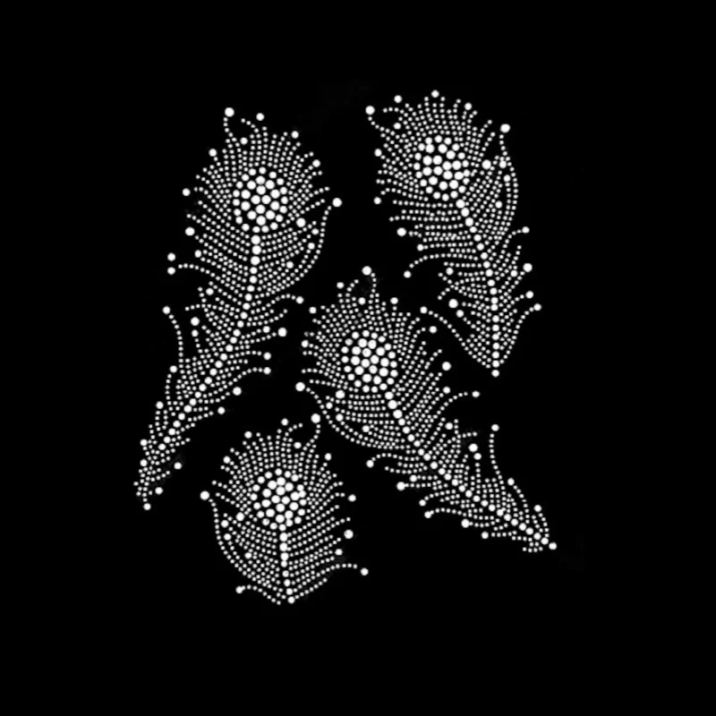 4PC/Lot Iron on Rhinestone Patches Hot Fix Rhinstone Motif Transfer for Hat Bag Garment Applique