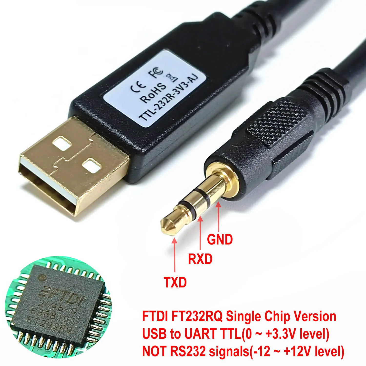 

TTL-232R-AJ FTDI USB to 3.5mm/Stereo/audio Debug Cable for MCU/CPU/PLC Debug/Flash/Upload/Download Cable