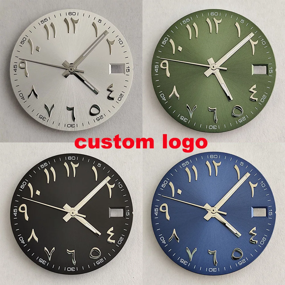

NH35 watch accessories Arabic custom logo dial suitable for NH35 movement green blue black silver dial pointer repair parts