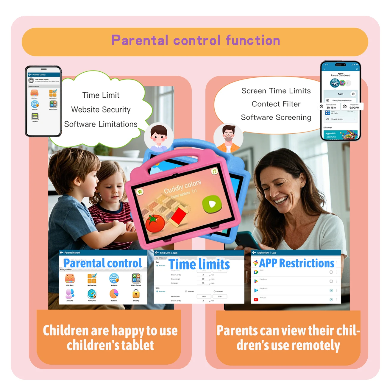 10.1インチ子供用タブレット Android 3GB RAM 64GB ROM 4G WiFi 4000mAhバッテリー デュアルカメラ 子供向けギフト キッズソフトウェア おもちゃ タブレット