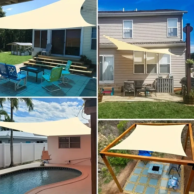 

Waterproof Rectangular Shade Sail UV Protection Beige Outdoor Home Garden Yard Pool Patio Canopy Sunshade