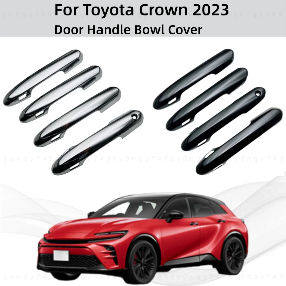 

Car Decoration Stickers Accessories Door Handle Bowl Cover Trim Paste Style Glossy Black For Toyota Crown 2023 Car Upgrade