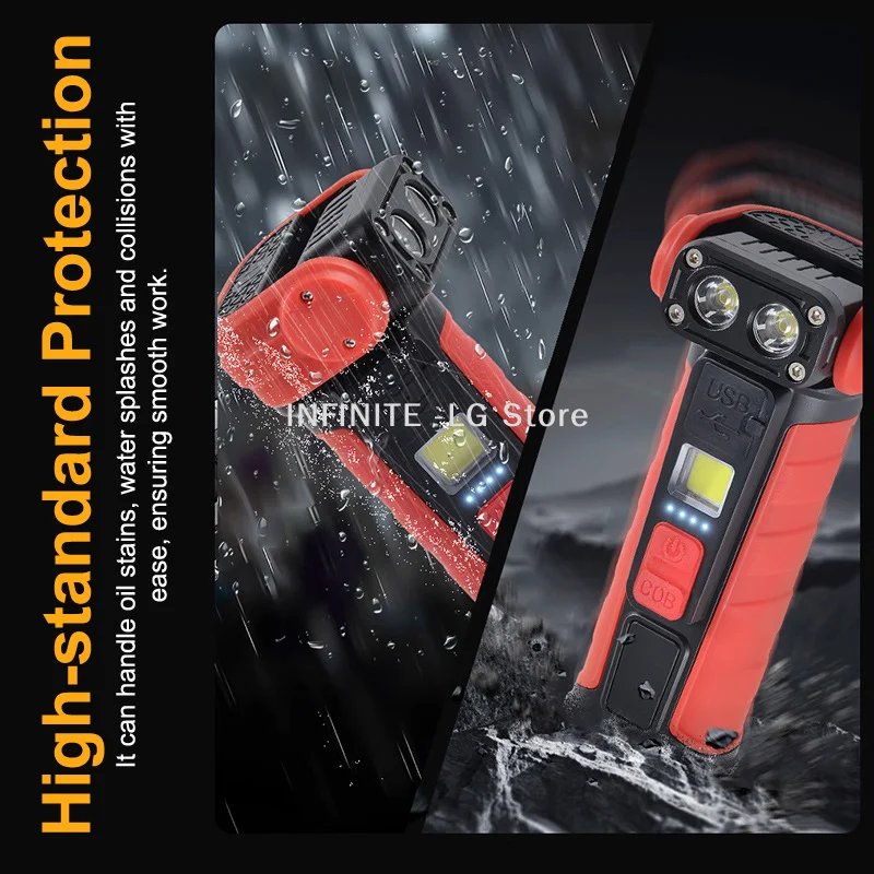 Magnetic COB Work Light - Super Bright Flashlight With Pen Clip Multi-Functional Outdoor Night Emergency Maintenance Light