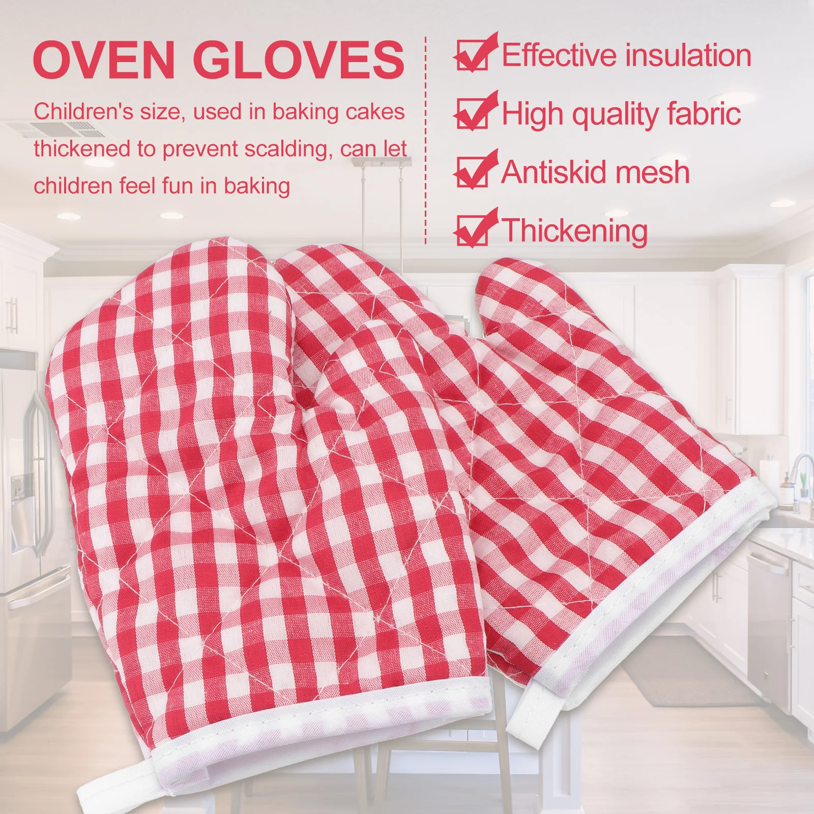 

2Pcs Insulated Oven Mitts for Soft Touch Baking Gloves Heat Protection for Cooking Microwave Oven Use Cute Design Kitchen